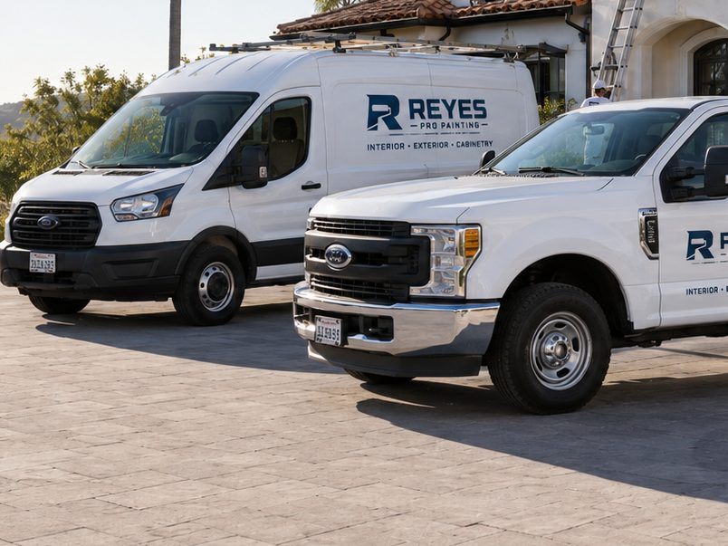 PDS fleet vehicles on site at an Orange County home